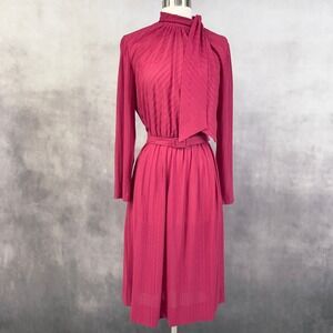 Henry Lee Womens Dress‎ Vintage Pink Secretary Bow 80s Modest Size Medium USA